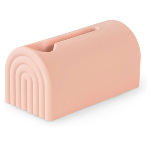 mushie Bath Spout Cover | Soft Silicone Bathtub Faucet Safety Guard for Kids | Universal Fit (Blush)