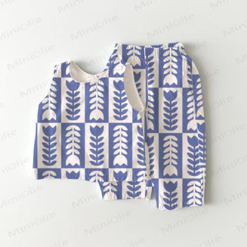 Baby Blue Floral 2-Piece Sleeveless Set