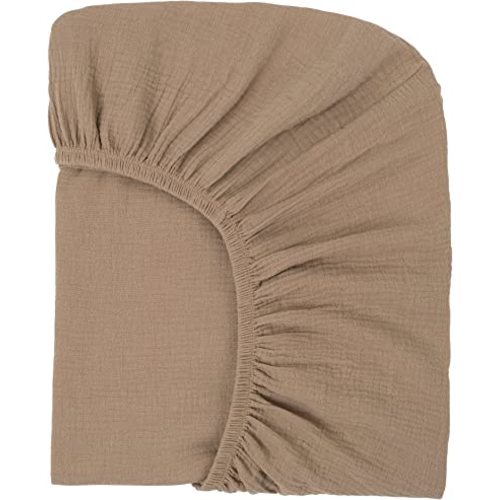 Nora's Nursery Muslin Crib Sheets - 100% Organic Cotton Crib Sheets - Fits Standard Crib and Toddler Bed Mattress Size - Breathable & Fitted Crib Sheet for Baby Girl & Boy - Tuscany Brown