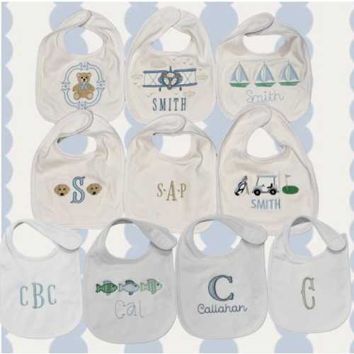 Monogrammed Baby Bib | Boy Shower Gift | Custom Embroidered Bib