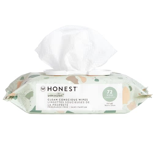 The Honest Company Unscented Wipes Over 99% Water Compostable Plant-Based Baby Hypoallergenic for Sensitive Skin EWG Verified Geo Mood 72 Count
