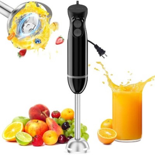 Bonsenkitchen Hand Blender, 2-Speed Immersion Blender with Stainless Steel Blades for Soup, Smoothies, Puree, Baby Food, Portable Stick Mixer