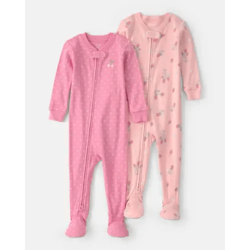 Baby Girl 2-Pack Strawberry Floral Snug Fit 1-Piece Pajama Set - Pink | Carter's