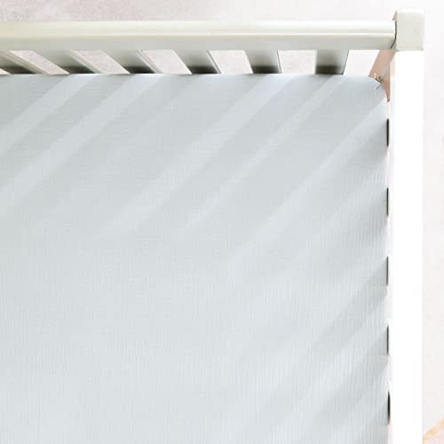 GRSSDER Soft Muslin Crib Sheet 1 Pack, 100% Cotton Crib Sheets with Deep Pocket for Boys and Girls, Fit Standard Crib Mattresses 52" x 28" Safe and Snug, Misty Blue
