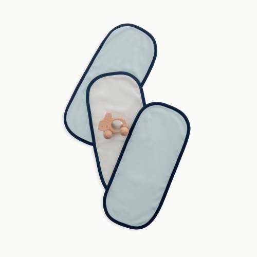 Organic Cotton Baby Burp Cloths, 3-Pack | Blue + Cream