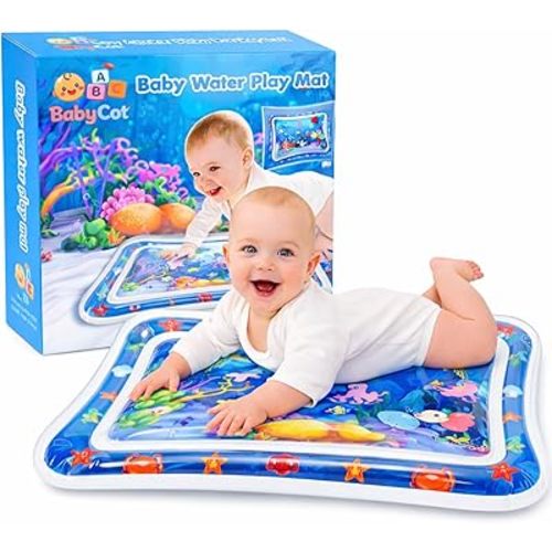 Tummy Time Water Mat for Babies – Inflatable Baby Play Mat with Floating Sea Animals, Sensory Toy for Infant Motor Skills Development, 3-12 Months, Developmental Baby Toys and Newborn Gift