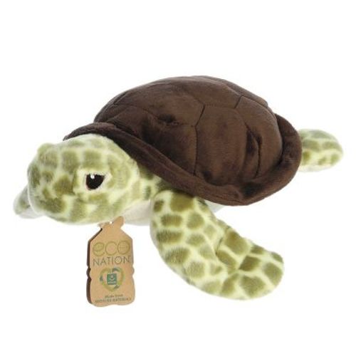 Aurora Large Eco Hugs Sea Turtle Eco Nation Responsibly Made Stuffed Animal Green 12.5"
