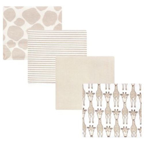 Hudson Baby Cotton Flannel Receiving Blankets 4-Pack, Giraffe , One Size