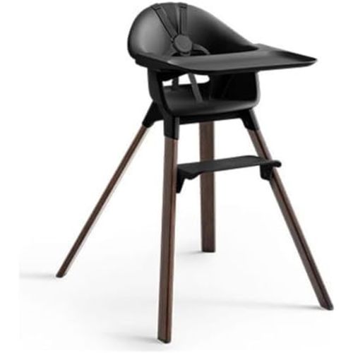 Stokke Clikk High Chair, Includes Tray + Harness, Black/Warm Brown