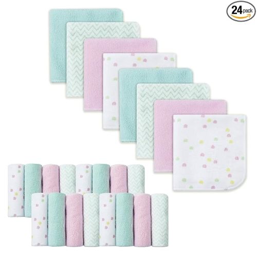 softan Baby Washcloths, 24Pack Baby Wash Cloths Extra Soft & Ultra Absorbent, Baby Towels and Washcloths Face Towel Unisex for Boys Girls Face & Body, Washclothes Gentle on Sensitive Skin, 9x9 Unicorn