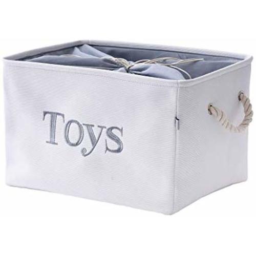 INough Baby Storage Bins for Toys, Toy Storage Box Basket for Baby, Kids or Pets,White Storage Baskets with Handles for Organizing, for Nursery Room/Closet/Shelf, 16 x 12.2 x 11 Inches (Large)