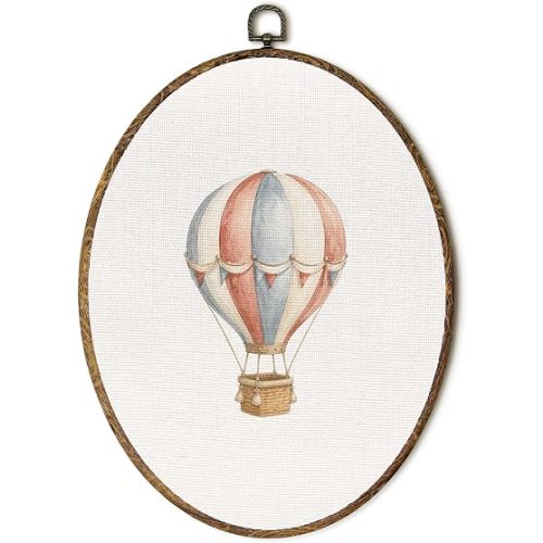 EGVQK Vintage Hot Air Balloon Nursery Kids Room Oval Wall Art, Playroom Framed Canvas Prints Wall Art, Boy Girl Nursery Oval Canvas Hanging Decor for Kids Toddler Room Bedroom Decorations 8.5x11.5in