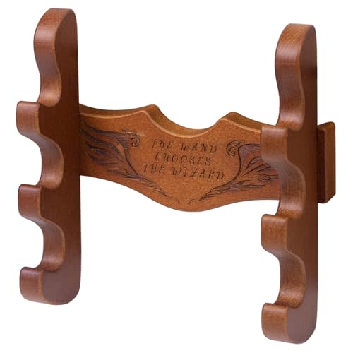 Wooden Wand Display Stand Wall Mount, 3-Tier Wand Holder, 3 Slots Wizard Wand Stand Display Wood Wand Holder Sword Stand Display Shelf for Collectibles Wooden Wand Display for Wizard Wand Home Office Display Halloween Decoration