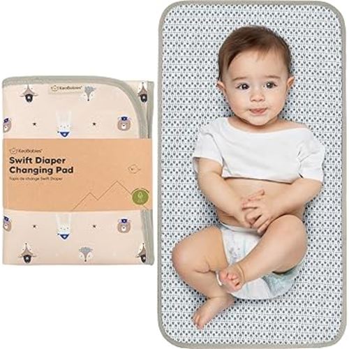 KeaBabies Portable Diaper Changing Pad, Easy Wipe Clean - Foldable Waterproof Baby Changing Mat for Diaper Bag, Compact, Lightweight, 25x13 Newborn, Infant, Baby Changer Travel Essential (Wild Patrol)