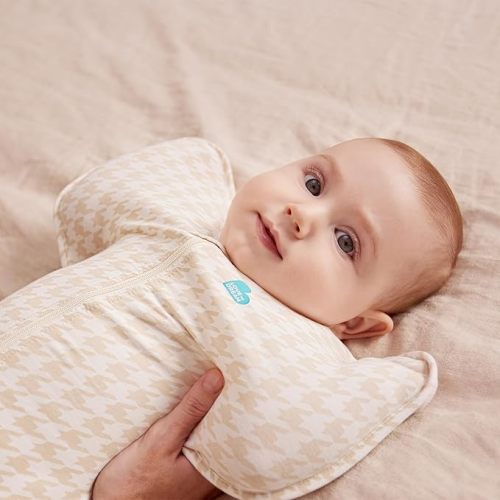 Love to Dream Swaddle UP,Baby Sleep Sack, Self-Soothing Swaddles for Newborns,Get Longer Sleep,Snug Fit Helps Calm Startle Reflex,Newborn Essentials for Baby, 1.0 TOG,Newborn 5-8.5 lbs,Tan Houndstooth