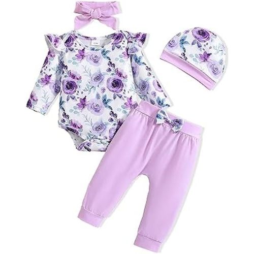 Baby Girl Clothes Newborn Infant Outfits Cute Summer Clothes Spring Romper Set+Hat+Headband