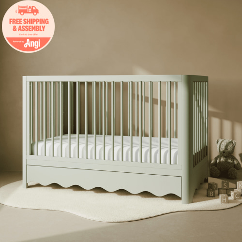 Storkcraft Casablanca 5-in-1 Convertible Baby Crib with Drawer, Sage