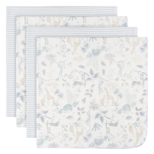 Blue Cotton Flannel Swaddles 4-Pack