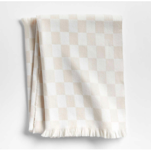 Natural Taupe Checkmate Baby Stroller Blanket by Leanne Ford