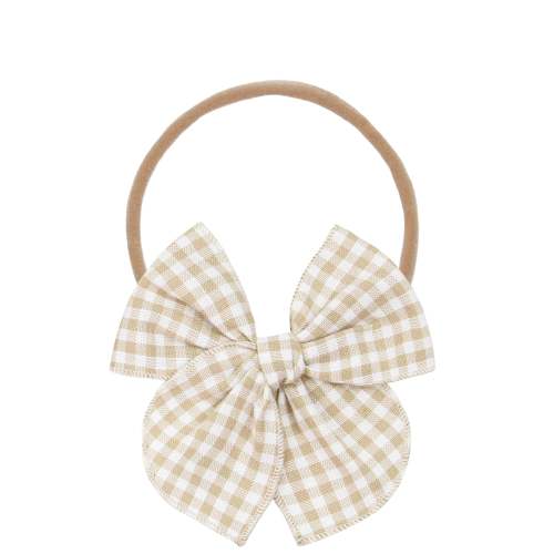 Heirloom Bow - Tan Gingham Headband