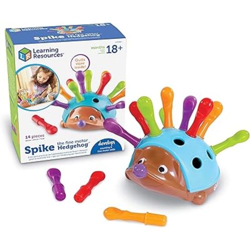 Learning Resources Spike The Fine Motor Hedgehog, Toddler Learning Toys, Fine Motor and Sensory Toys, Kids Easter Basket Stuffers, Ages 18+ Months,14 Pieces