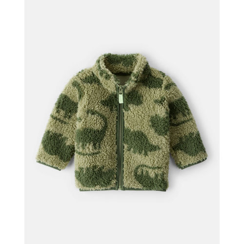 Baby Boy Dinosaur Sherpa Zip-Up Jacket - Green - Carter's | Carter's