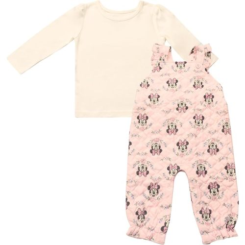 Magic Threadz Disney Clothes Baby Girls Overall Set – Long Sleeve Top & Romper, 3-6M