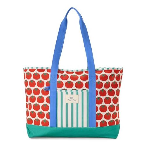 Itzy Ritzy Canvas Mome Tote Bag with Zipper Closure & 4 Pockets (Pasta) | Roomy Main Compartment with Zip-Top Closure, 4 Pockets & Lightweight Canvas Design Keeps Mom Essentials Organized On the Go