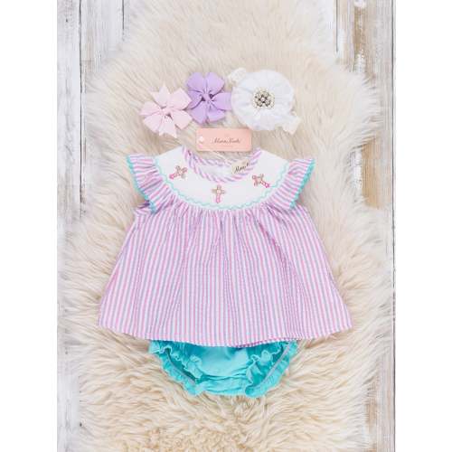 Little Blessings Cross Embroidered Outfit