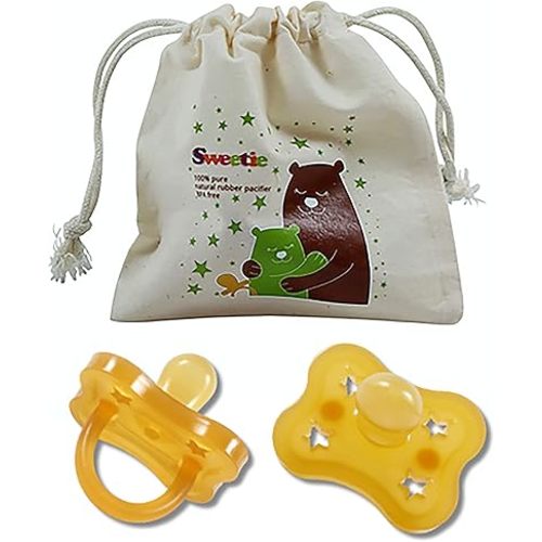 Sweetie Rubber Pacifier Star Shape Rubber Natural Rubber with Symmetrical Nipple 1 Count (0-6 Small)