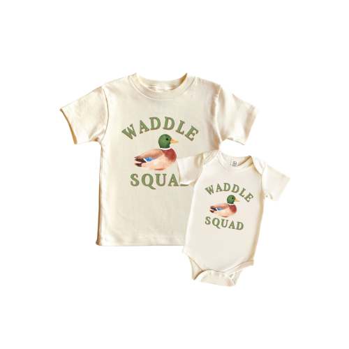 Waddle Squad Graphic Bodysuit & Kids Tee | Natural