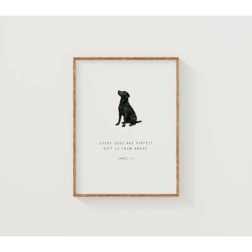 PRINTED Nursery Labrador Retriever Wall Art, Every good and perfect gift, Hunting Dog, Black Lab, Bible Verse, Gift for dog lover