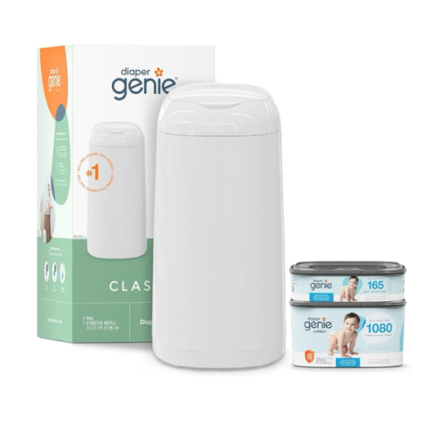 Diaper Genie Classic Gift Set | Baby Registry Must-Have | Odor Control with Push-N-Lock | Refill Supply for Up to 1,245 Newborn Diapers