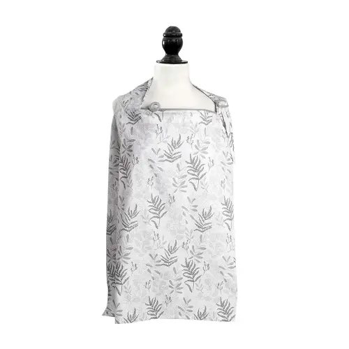 Boppy Nursing Cover for Breastfeeding, Gray Ferns, Apron Style with Storage Pocket, Rigid Neckline to See Baby While Feeding, and Breastfeeding or Pumping