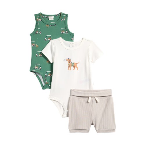 Golf Pups 3-Piece Bodysuits & Shorts Set, 9M