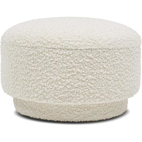 Jennifer Taylor Home Fuji 15" Mushroom Footstool Ottoman, Ivory White Boucle
