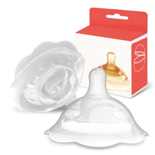Elfzone Nipple Shields for Nursing Newborn - 2 Packs - Silicone Breast Shields Nursing Caps for Breastfeeding Baby and Mommy Breast Shell, White