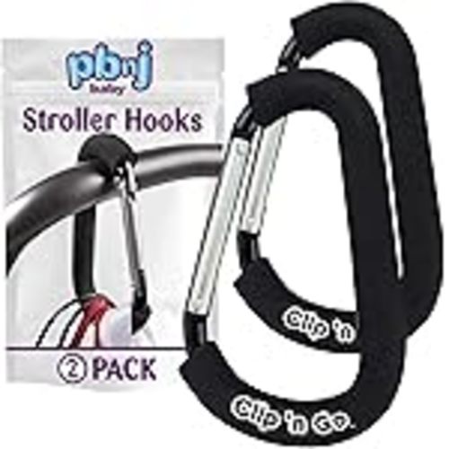 Amazon.com: Stroller Hooks for Hanging Diaper Bags - Mommy Stroller Clip and Stroller Accessories Organizer Hook - Large Carabiner Clips for Mom Purse Shopping Grocery Bag and Accessory - (2 Pack) (Clips) : Baby