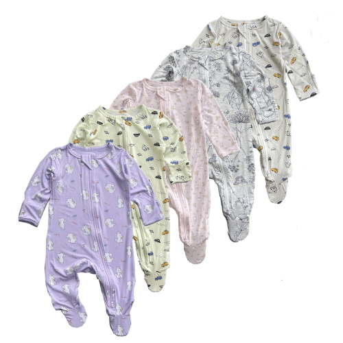 Bellafa Unisex Baby Footies Pajamas,Rayon Derived From Bamboo,Buttery Soft Sleep 'N Play PJs,2-Way Zipper Toddler Sleeper,0-18 Months