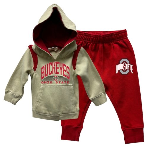 Ohio State Buckeyes Wes & Willy Infant Colorblock Pullover Hoodie and Sweatpants Set