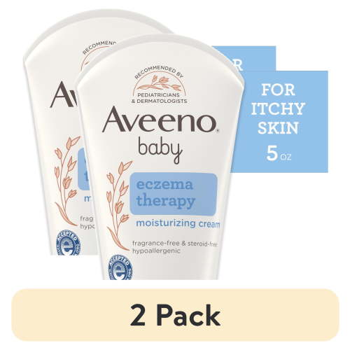 (2 pack) Aveeno Baby Eczema Therapy Moisturizing Cream Body Lotion with Oatmeal, 5 oz