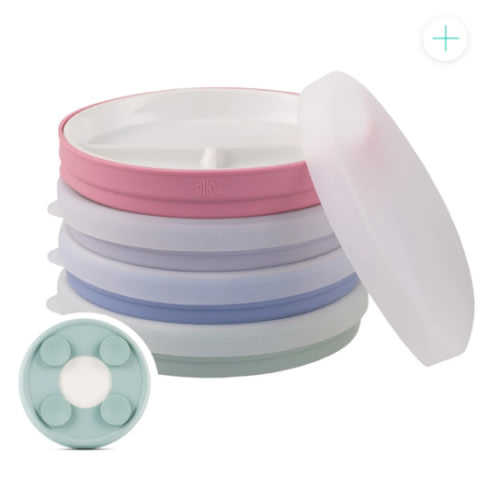 7.8"/20cm Porcelain Divided Plates Suction Sleeve + Lids