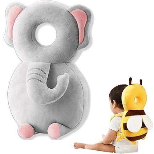 Wonderbaby Head Protection Backpack, Wonder Baby Backpack Head Protection Pillow, Adjustable Heads Protector for Baby Walking & Crawling, Super Soft (Gray Elephant)