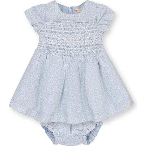 Linen Smocked Puff Sleeve Dress, Blue Chateau Ditsy - Hope & Henry | Maisonette