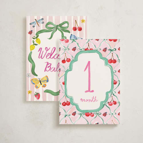 Bows, Buds & Wonder Ahead Baby Milestone Cards by Pati Cascino