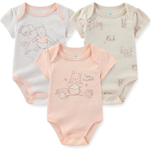 Disney Winnie the Pooh Baby Girls 3 Pack Bodysuit for Newborn and Infant