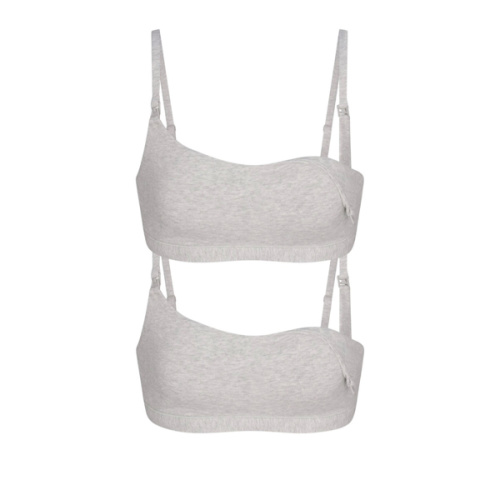 COTTON JERSEY MATERNITY NURSING SCOOP BRALETTE 2-PACK | LIGHT HEATHER GREY | SKIMS