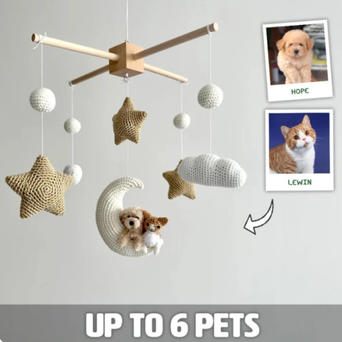 Pet Moon Brown | Custom Crochet Pet Nursery Baby Mobile – My Dollfy