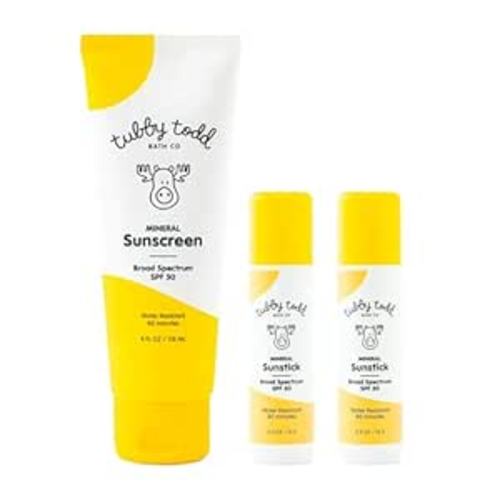 Face and Body Mineral Sunscreen Kit for Baby, Toddler and Kids - Sunscreen 4 Fl Oz and Sunstick 0.5 Oz Duo Bundle - Fragrance-Free