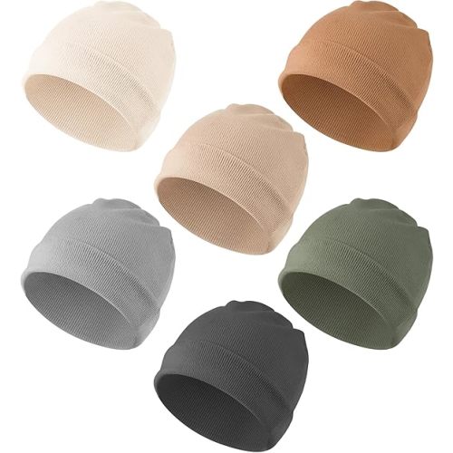 Konssy 6 Pack Baby Beanie Hats for Unisex, Toddler Beanies Baby Girl Boy Hat Warm Cap for Infant, Toddler